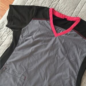 Carhartt women's pink, Gray and Black V-Neck scrub Top